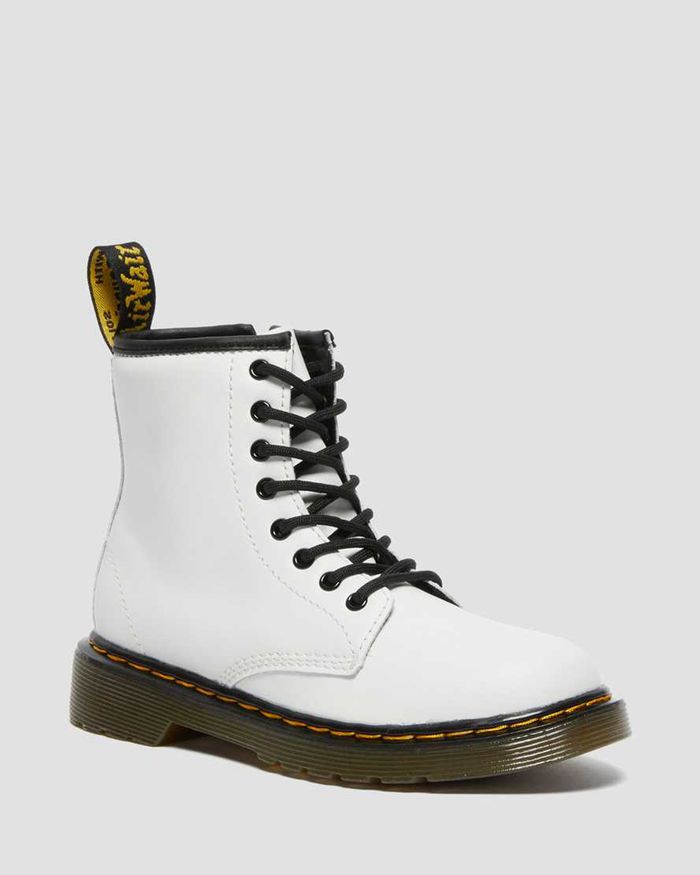 Dr Martens Støvler Barn Hvite Junior 1460 Læder Lace Up 5817OYFHW